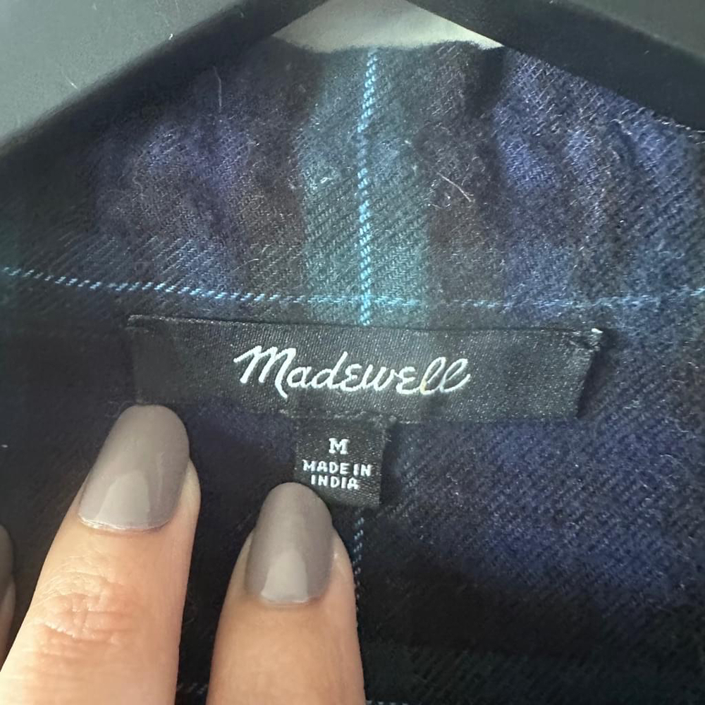 Madewell Blue and Green Plaid Flannel Shirt Women's Size M - Picture 6 of 8